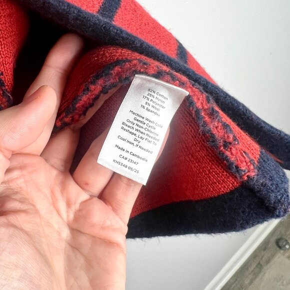 Talbots Double Knit Sweater Jacket Striped Old Money Preppy Boxy Fit Sz XLP - Picture 5 of 6